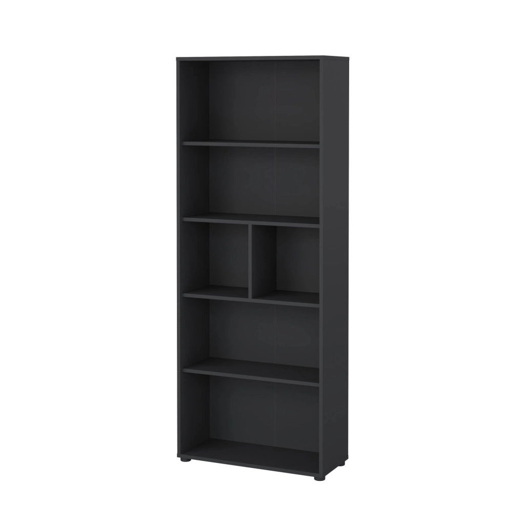 Libreria Penh, Scaffale da ufficio, Mobile portalibri, Biblioteca, 80x34 h205 cm, Grigio