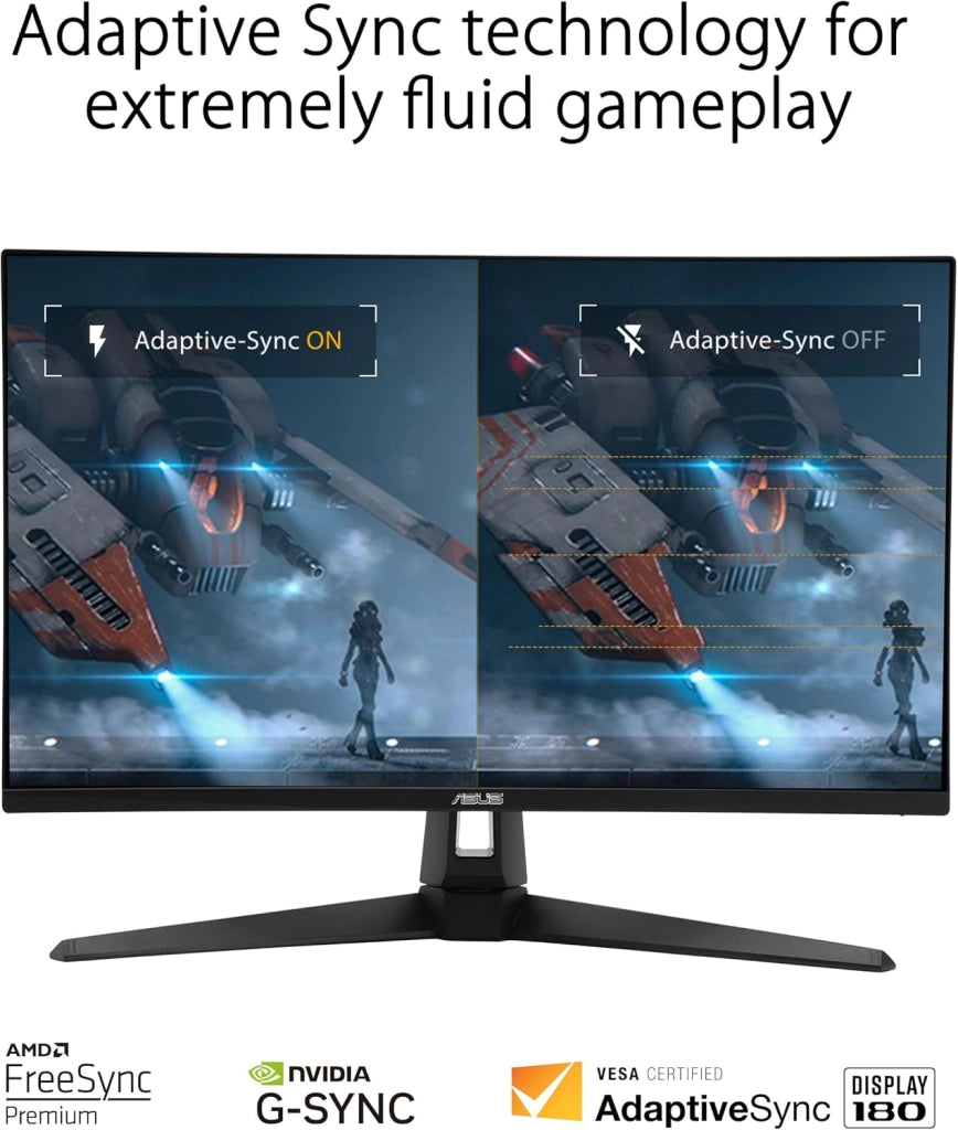 ASUS TUF Gaming VG27AQ3A Monitor Gaming 27” pollici, QHD (2560x1440), 180Hz, Fast IPS, Sincronizzazione ELMB, 1ms (GTG), FreeSync Premium, G-Sync, Overdrive variabile, 130% sRGB, Nero