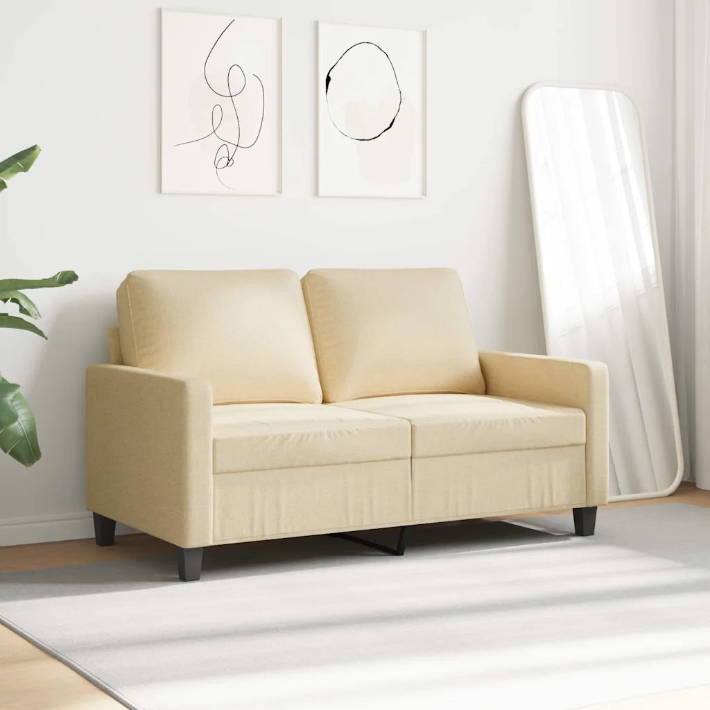 Divano a 2 Posti Crema 120 cm in Tessuto 359157