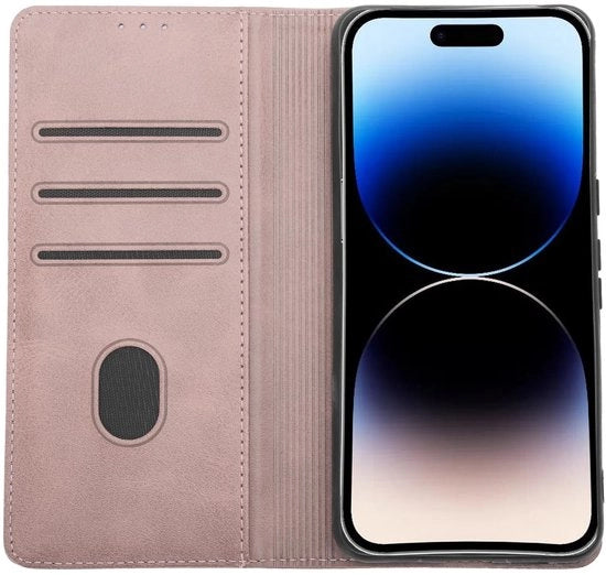 Copritelefono con supporto per carta - Flip Cover - Rosso - Protezione contro cadute/urti - Chiusura magnetica - Adatto per Google Pixel 8 - Copritelefono