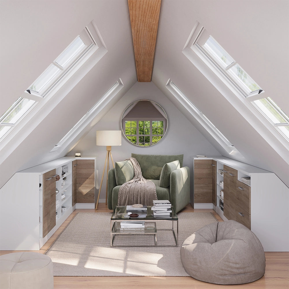 Mobile sottotetto Rion Sonoma/Bianco 60 x 83.8 cm con 2 porte, carcassa 60 cm profondità Vicco