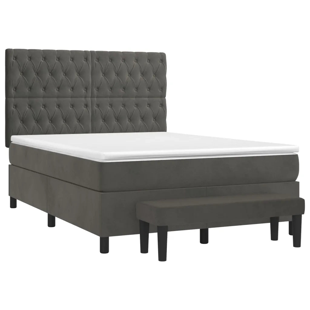 Giroletto a Molle con Materasso Grigio Scuro 140x200 cm Velluto 3138026