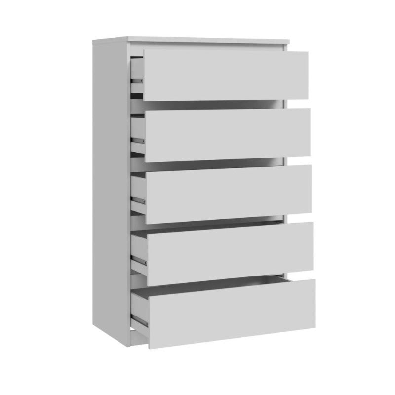 Cassettiera Morgan 5 cassetti 77.2 x 42.2 x H 128.1 cm colore bianco opaco