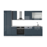 Cucina componibile Fame-Line Blu scuro lucido/Bianco 300 cm, PL Marmo Vicco