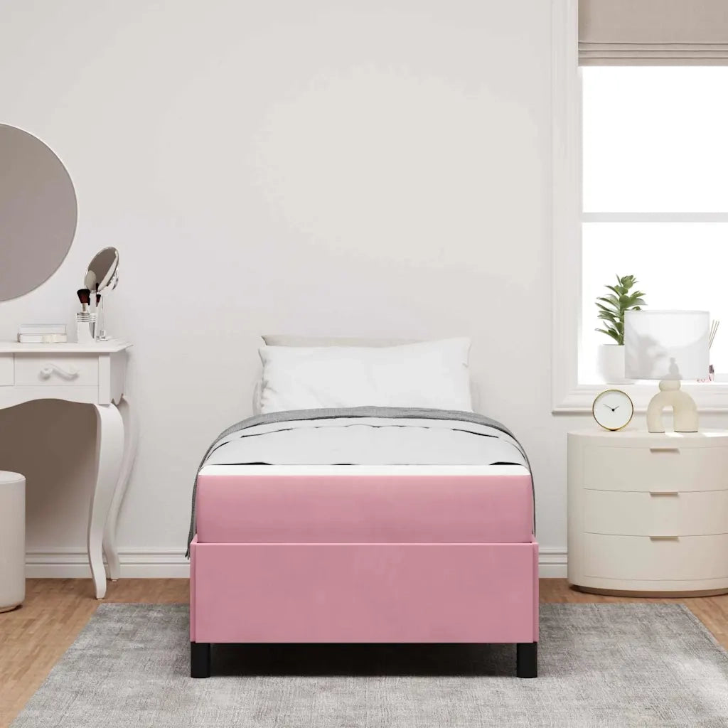 Struttura del letto con materasso Rosa 100 x 200 cm Tessuto