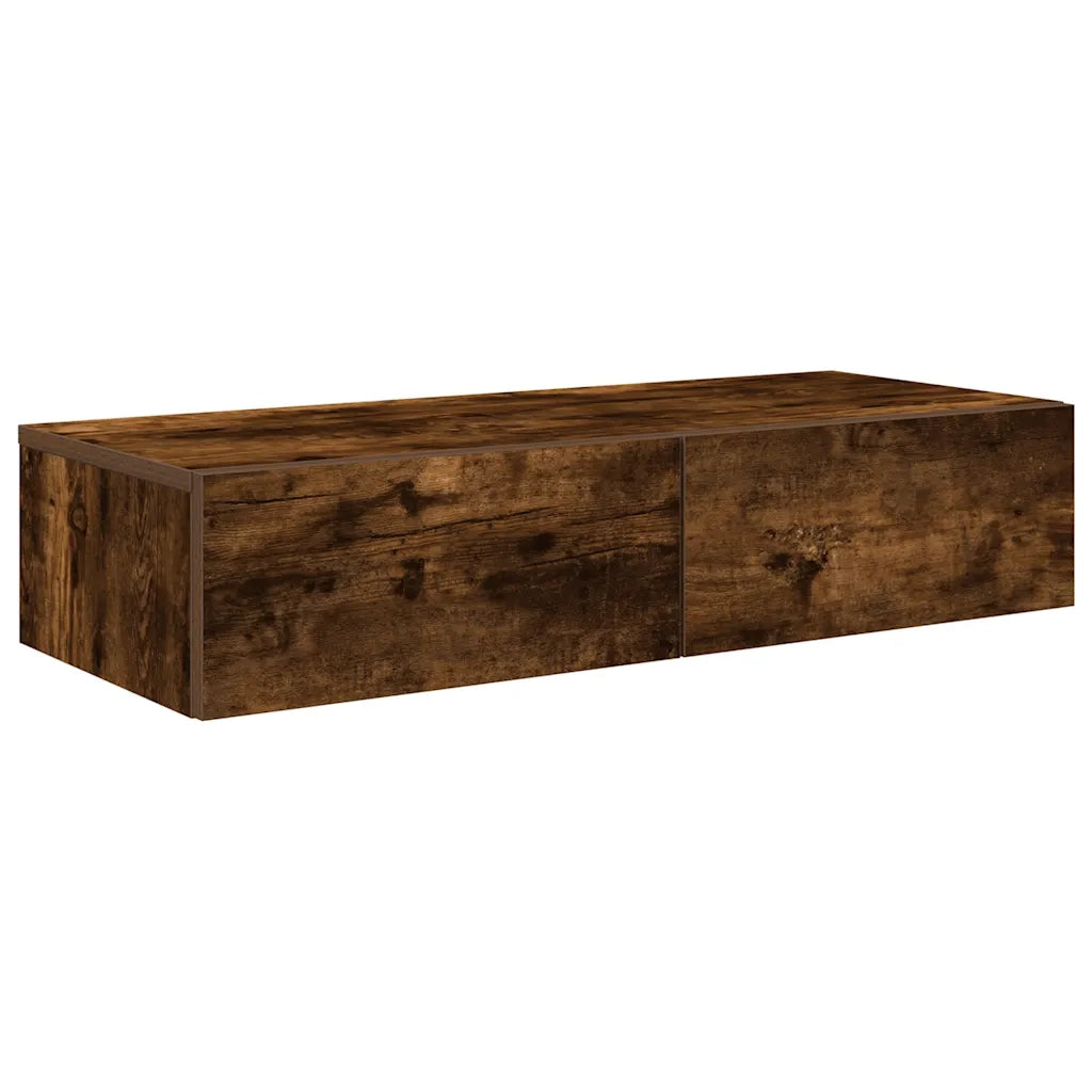 Scaffale a Parete con Cassetti Fumo 80x33x17 cm in Truciolato 859981