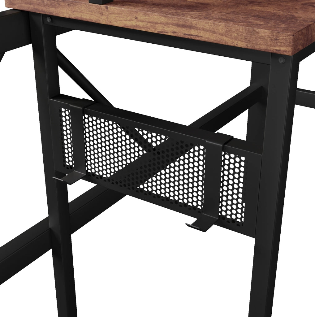 Letto a soppalco 140x200 cm con scrivania; LED e porte USB; in metallo e MDF