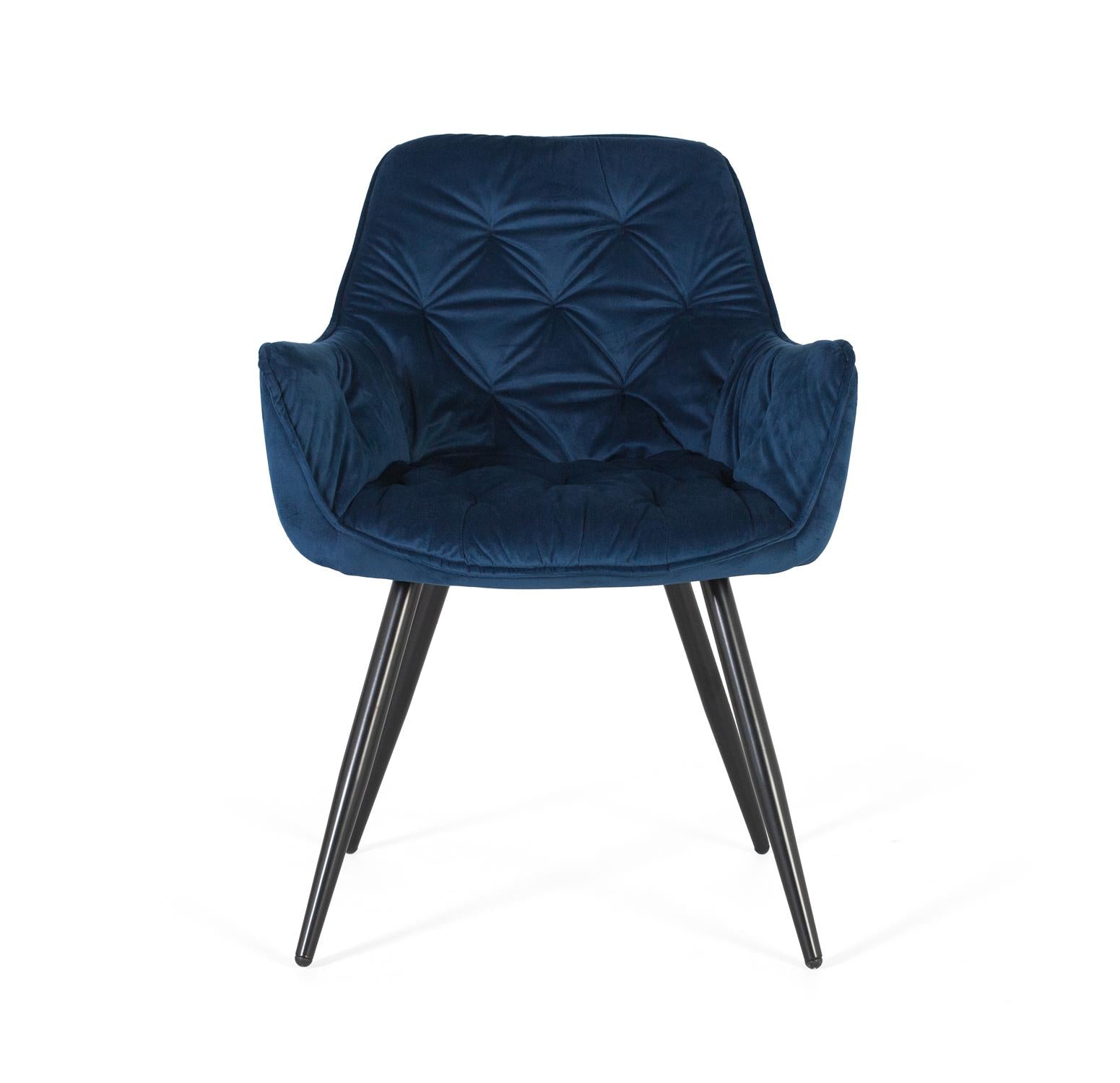 Set di due sedie rivestite in velluto e gambe in acciaio