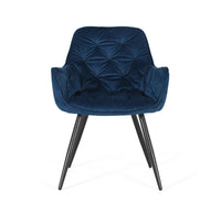 Set di due sedie rivestite in velluto e gambe in acciaio