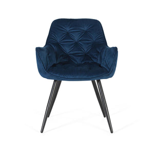 Set di due sedie rivestite in velluto e gambe in acciaio