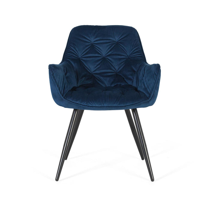 Set di due sedie rivestite in velluto e gambe in acciaio