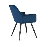 Set di due sedie rivestite in velluto e gambe in acciaio