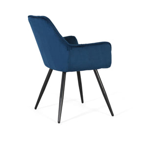 Set di due sedie rivestite in velluto e gambe in acciaio