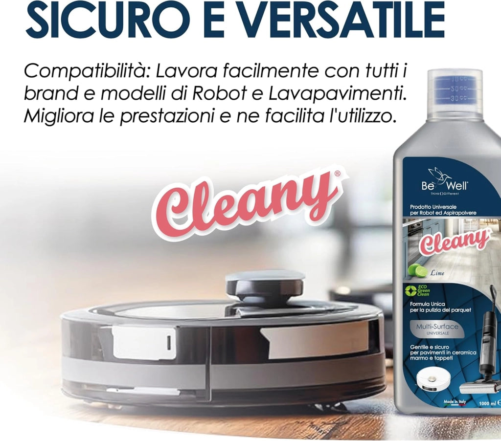 PHURE Detergente Concentrato per Robot Lavapavimenti e Aspirazione con Igienizzante Multisurface 1000ml pulizia senza aloni e sostenibile Adatto a tutti i Robot (LIME)