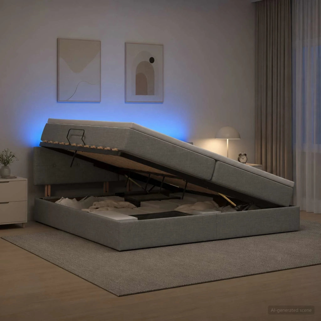 Letto con contenitore LED e materasso Grigio Chiaro 3459084