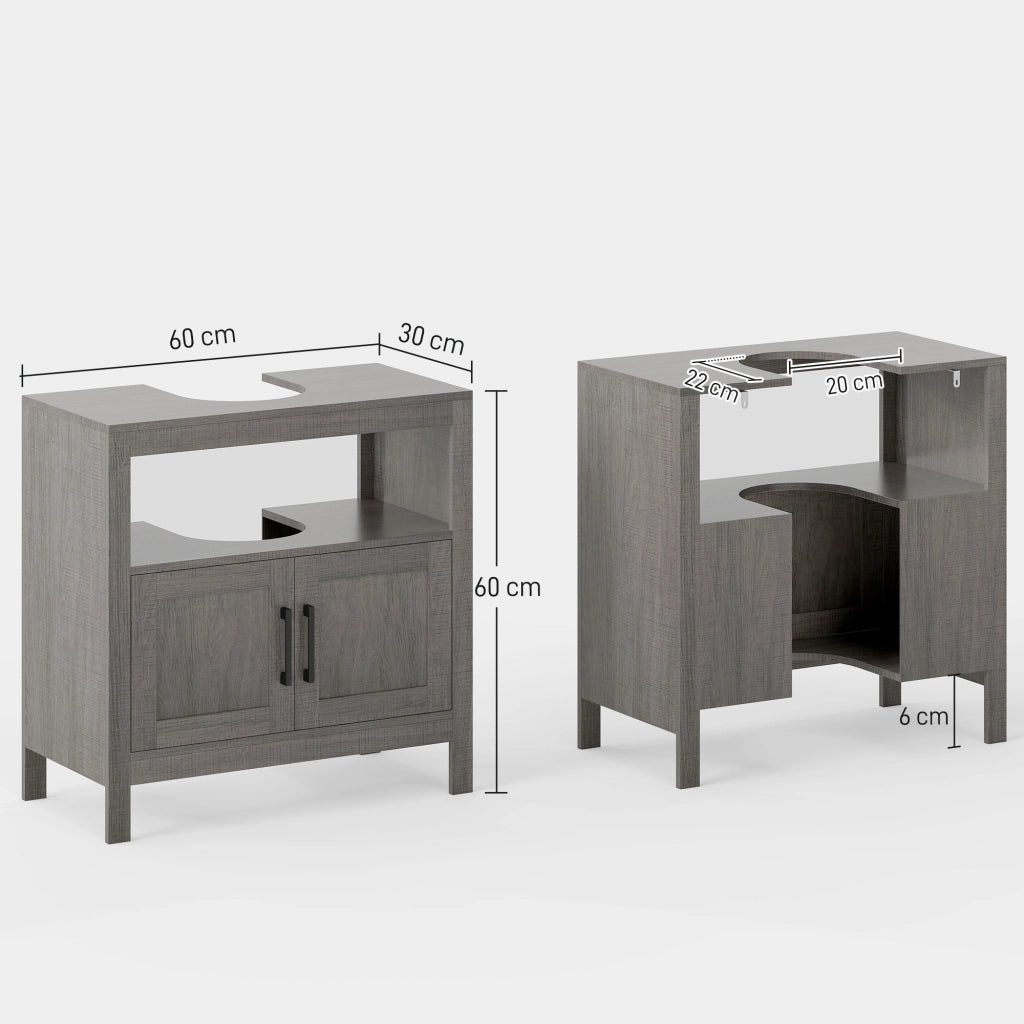 Mobiletto Sottolavabo Bagno ¨C Zephmum ¨C Grigio 60x30x60 cm