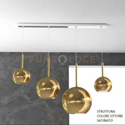 SOSP. OTTONE SAT. RETTANGOLARE 4 LUCI VETRI (1 GRANDE+1 MEDIO+2 PICCOLO) TUTTI ORO 1155OS-S4 RMIX-OR