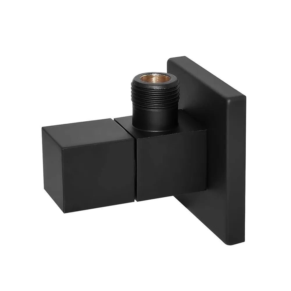Coppia valvole da arresto quadrate nero opaco attacchi 1/2G x 3/8G