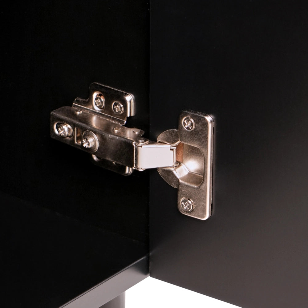 Credenza moderna a 3 ante in MDF legno chiaro e nero a coste stile moderno