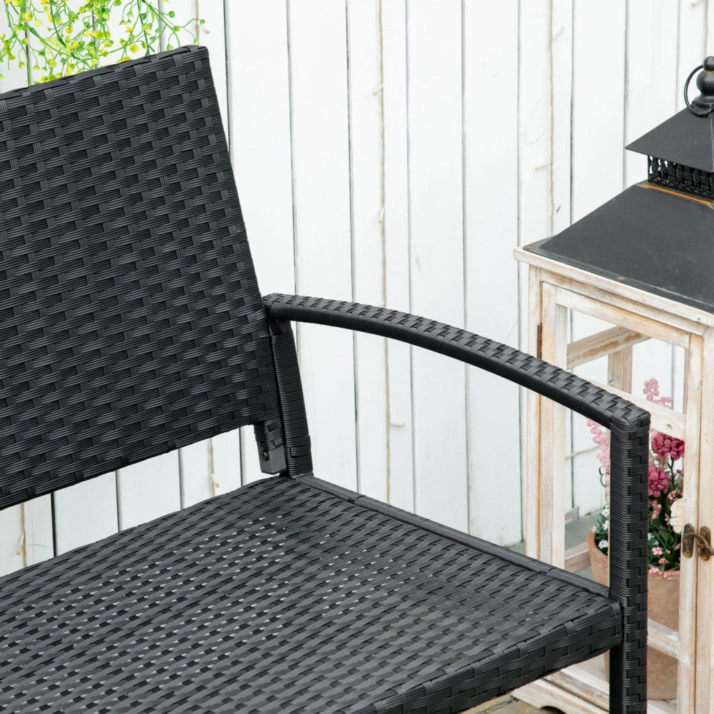 Panchina da Giardino 2 Posti ¨C zephmum ¨C Rettangolare in Polipropilene e Metallo 122x60x85 cm Nero