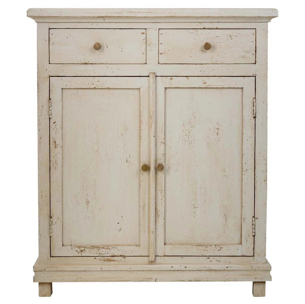 Mobile da ingresso in legno rifinito artigianalmente con 2 ante e 2 cassetti bianchi 85x40x100