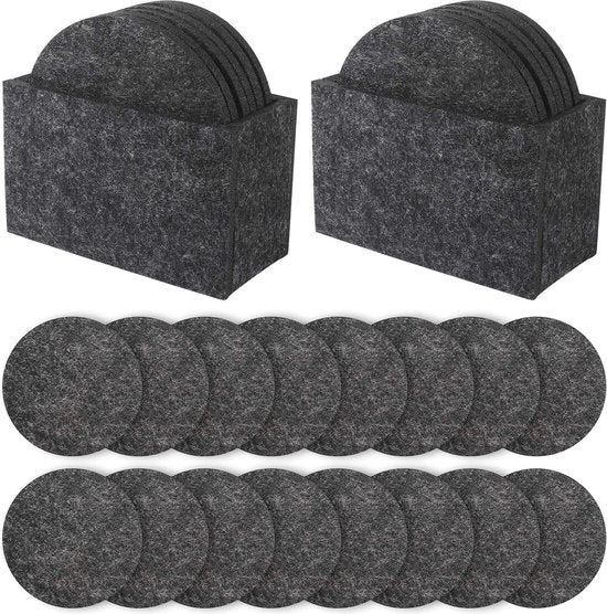 Onderzetters Premium - 16 pezzi - Grigio scuro - Lavabili