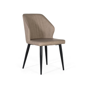 Set di due sedie rivestite in grigio e gambe in acciaio