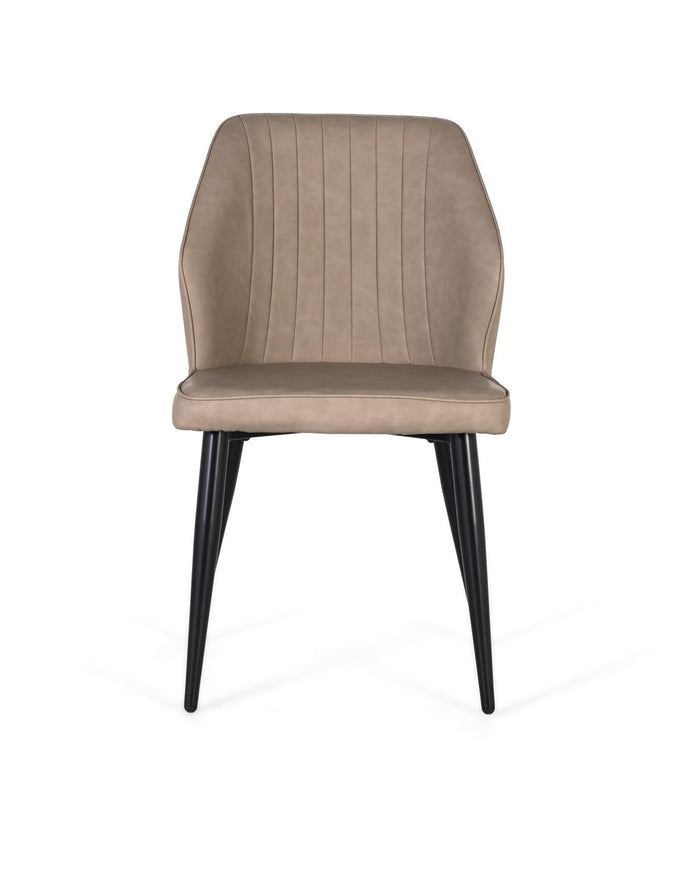 Set di due sedie rivestite in grigio e gambe in acciaio