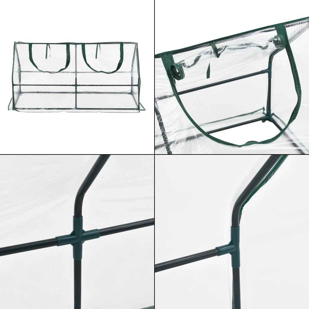 Cornice da giardino con 2 finestre in acciaio e PVC 120 x 60 x 60 cm 03_0008267