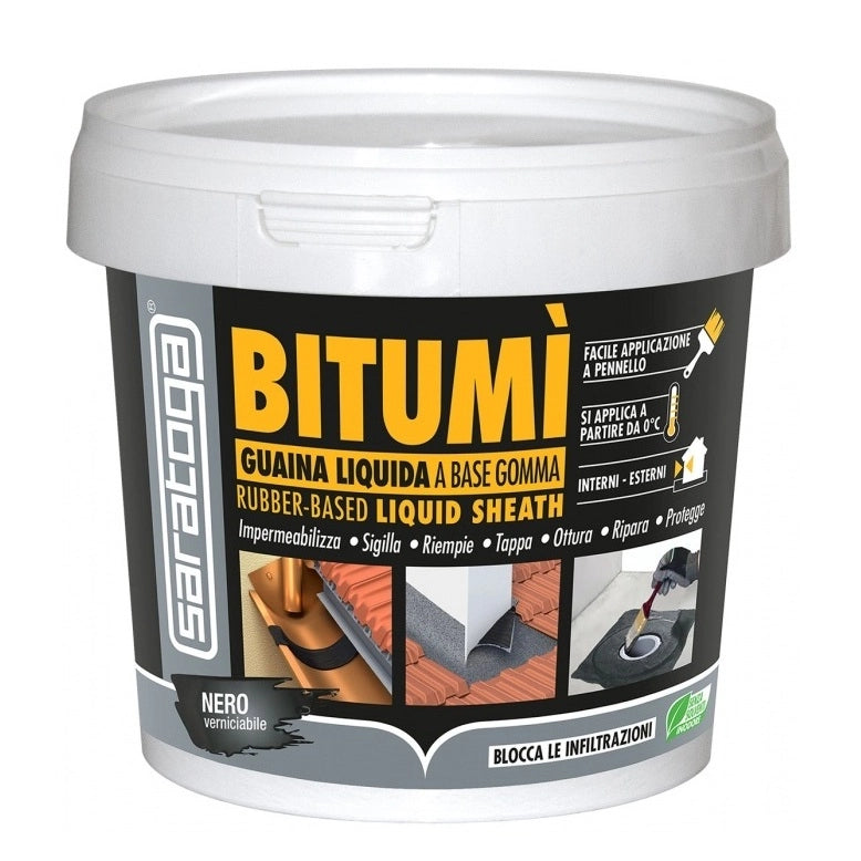 Saratoga GUAINA LIQUIDA BITUMI' 750ML NERA A BASE GOMMA.