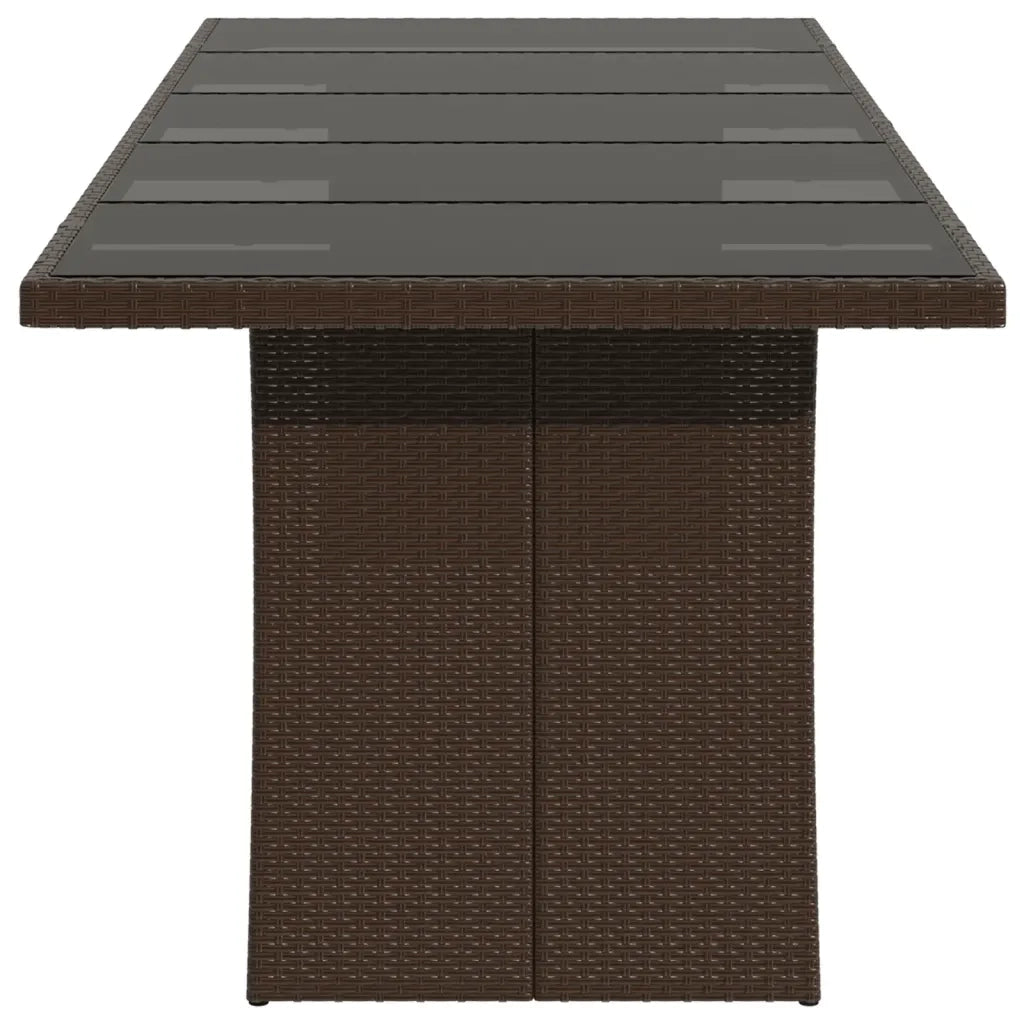 Tavolo Giardino Piano in Vetro Marrone 240x90x75 cm Polyrattan 365598