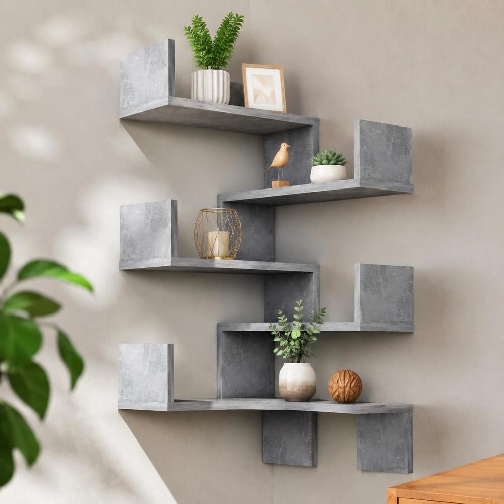 Corner Shelf Unit, 1 Pack, 40x40x50 Cm, Wooden Corner Storage Rack, Space Saving Solution For Living Room, Bedroom, Study