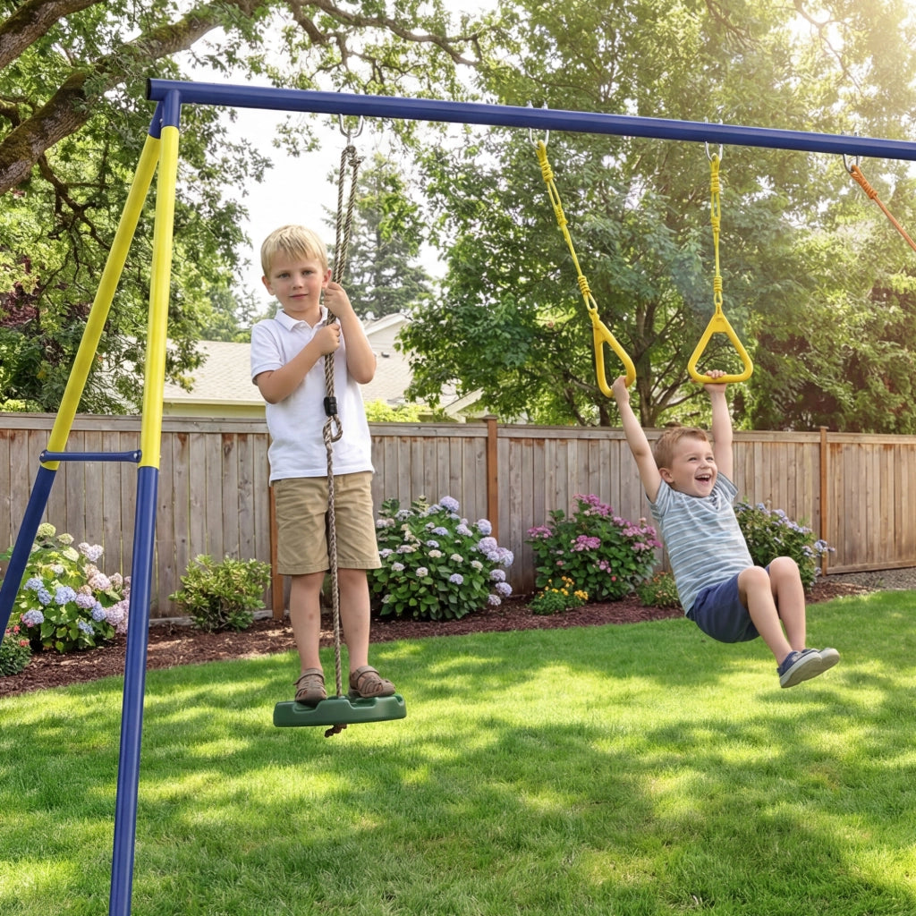 Portico Altalena 3 in 1 per Bambini ¨C zephmum ¨C Verde, Polipropilene