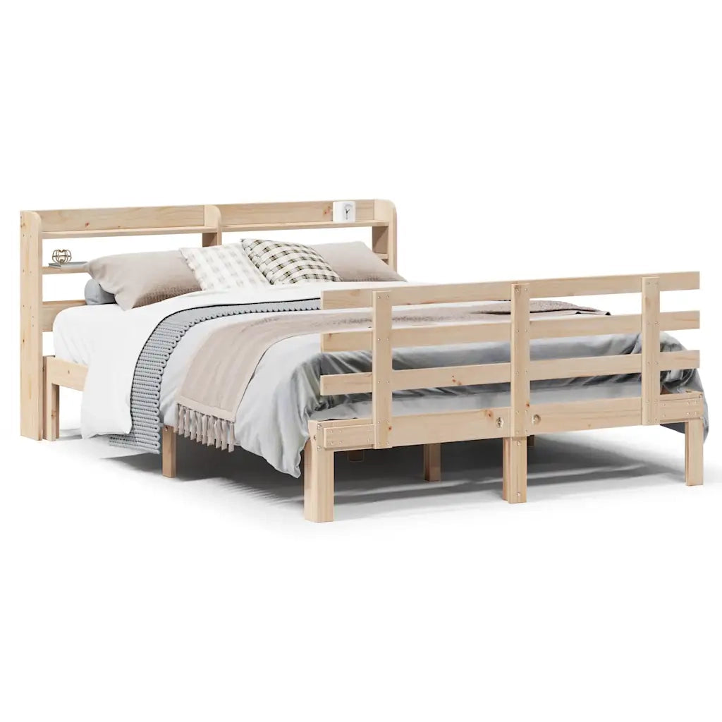 Giroletto con Testiera-Struttura Letto con testiera 135x190 cm in Legno Massello di Pino 980638
