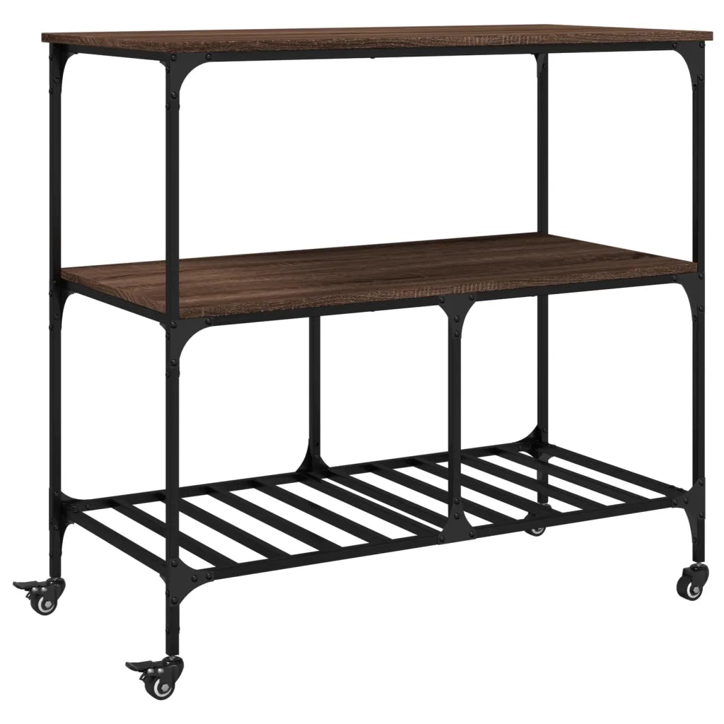 Carrello Cucina-Credenza Rovere Marrone 100x50x95 cm Legno Multistrato