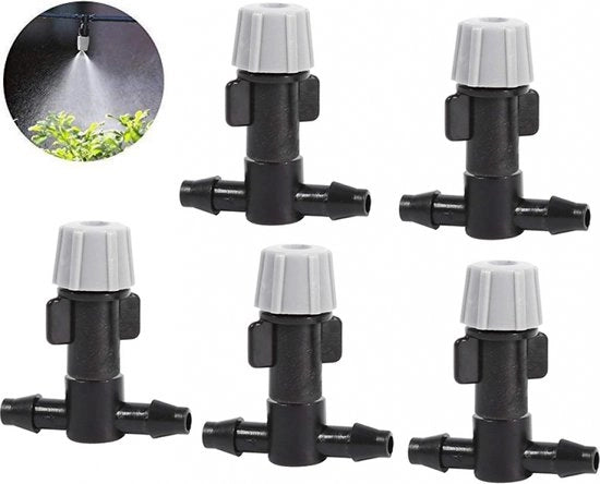 Sistema di irrigazione - Testine per aspersori - 5 pezzi - testine per aspersori - aspersori a nebbia con connessioni a T per l'irrigazione del giardino - per copertura e copertura di irrigazione