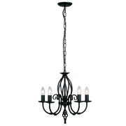 Lampadario Artisan nero, struttura artigianale 5xE14 Elstead