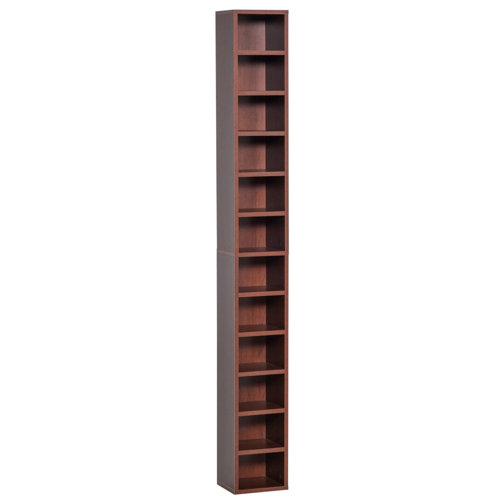 Libreria Porta CD 12 Ripiani per CD Videogames Blu-ray ¨C zephmum ¨C MDF Truciolato 21x20x175 cm Marrone