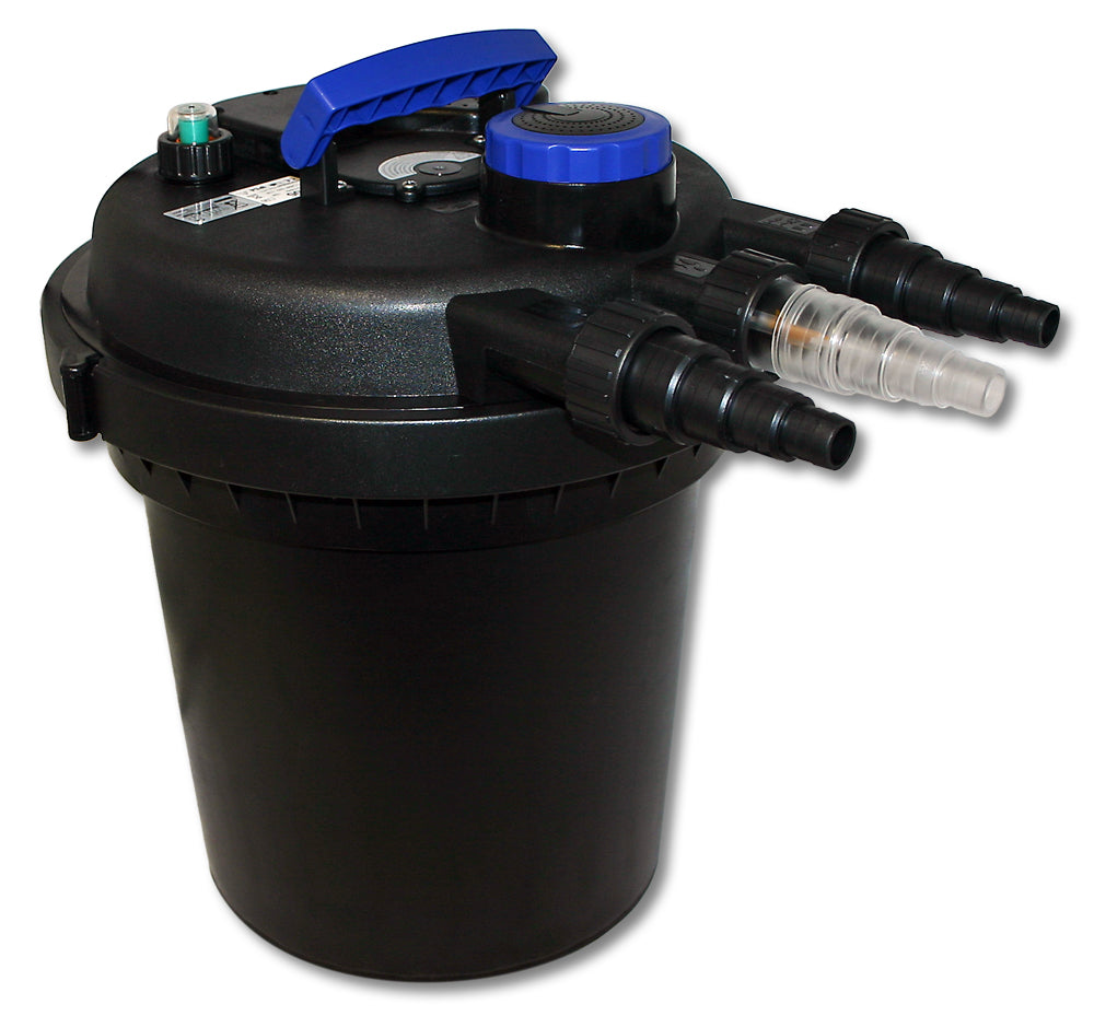 Set per laghetti Filtro a pressione 6000l Chiarificatore UVC 11W Pompa da 10W Tubo 25m