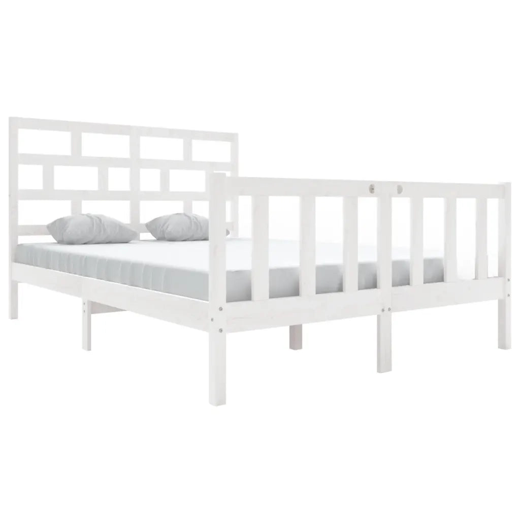 Giroletto-Struttura Letto Bianco in Legno Massello di Pino 140x200 cm 958390