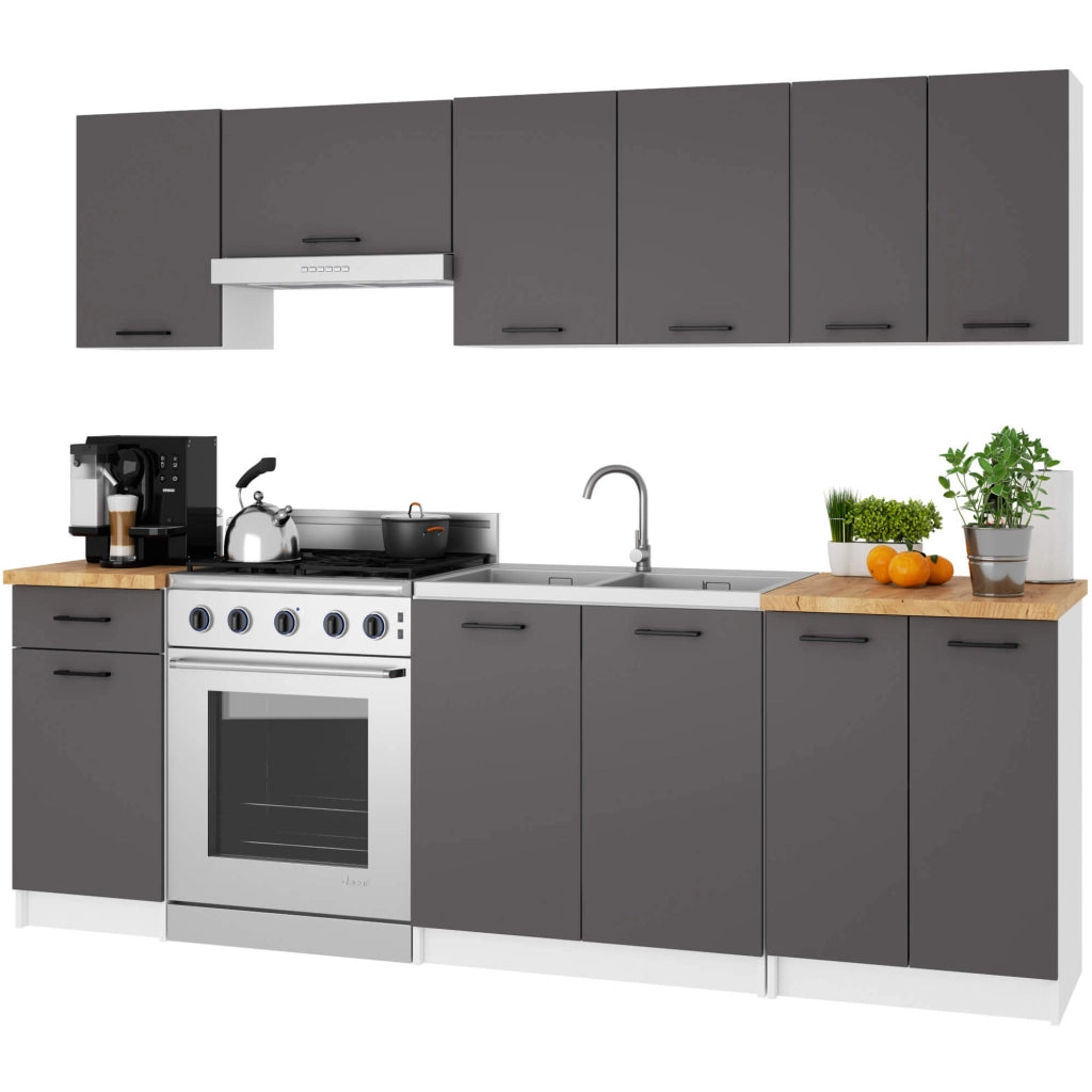 Mobile da cucina per incasso del forno AKORD S60 sistema OLIWIA Bianco 60 cm 1 anta inserto frontale Grigio Grafite 60x55x82 cm