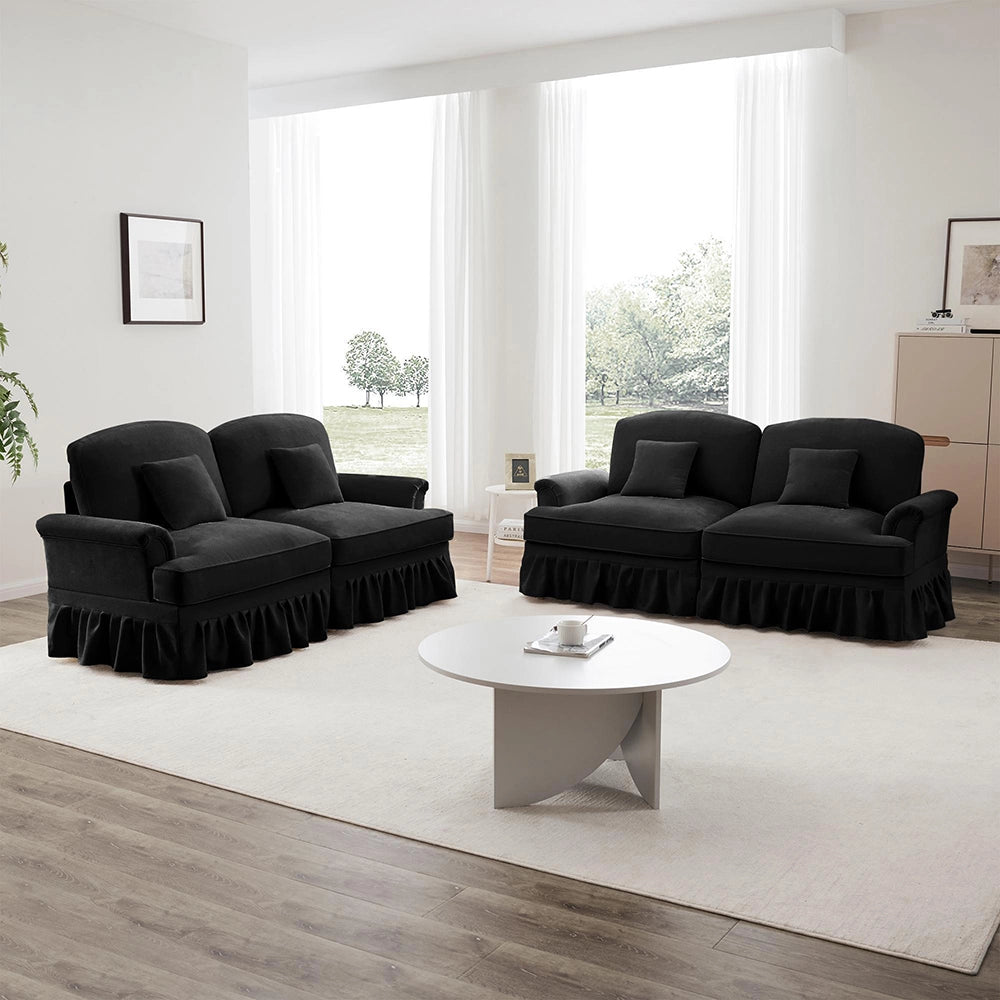 Divano angolare 2 posti - Xylo - Stile mid-century, chenille, nero