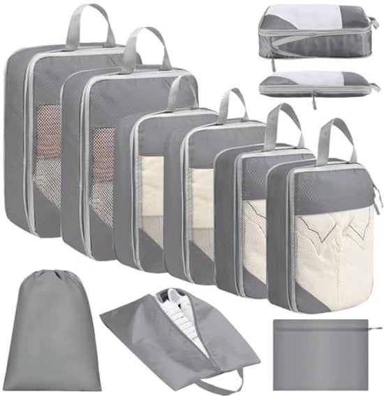 Set di Organizzatori per Borse 9 pezzi - Kit di Organizzazione per Borsa - Borse da Viaggio con Tasche - Incluso Sacchetto per la Lava e Tasca per le Scarpe