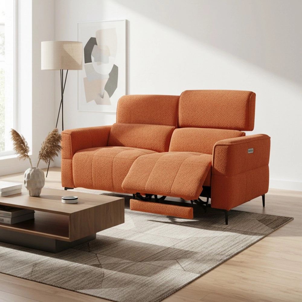 Divano recliner Luxora 2 posti elettrico in tessuto aragosta 174 cm