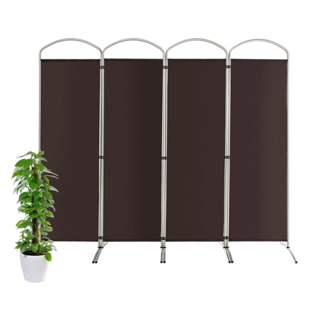 Paravento pieghevole divisorio 221 x 51 x 188 cm stabile struttura in metallo design moderno poliestere marrone 20_0021127