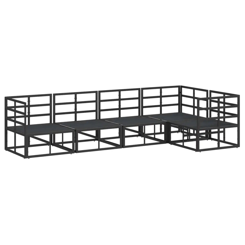 Set Divano da Giardino con cuscino 5 pcs Nero Alluminio