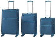 Set 3 Valigie Trolley Morbide in Poliestere 4 Ruote TSA Ravizzoni Nettuno Blu