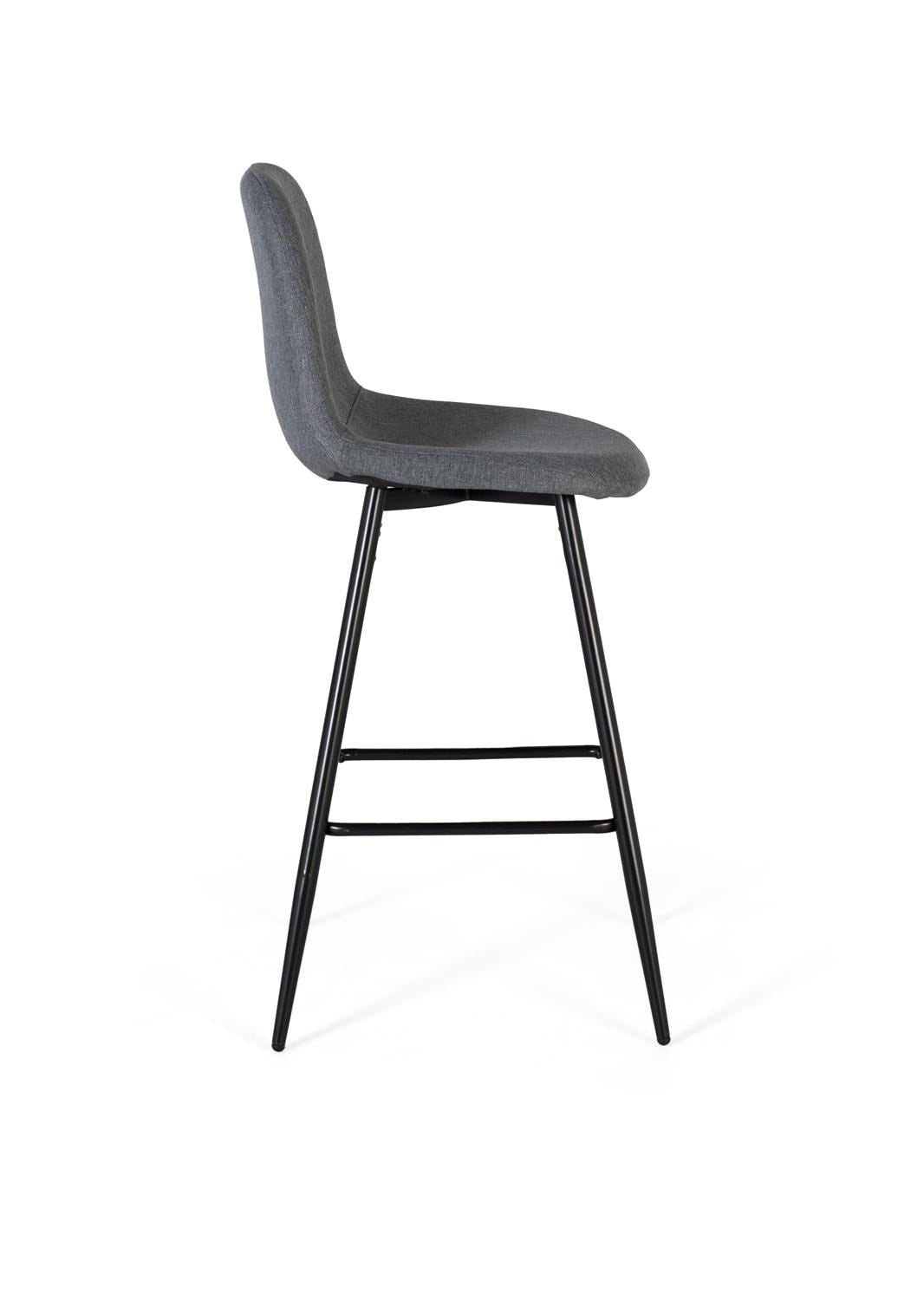 Set di quattro sgabelli rivestiti in tessuto grigio