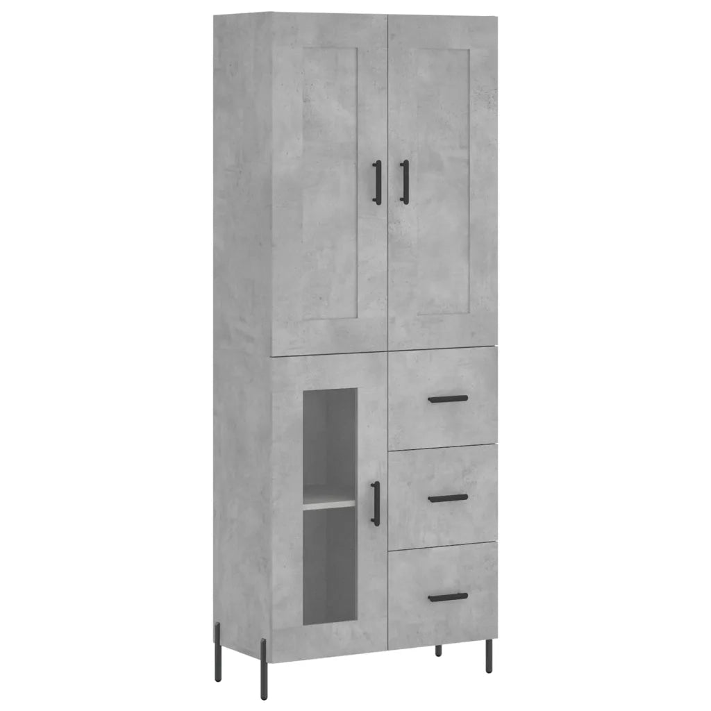 Credenza | Madia | Buffet da pranzo | Armadio da pranzo Grigio Cemento 69,5x34x180 cm in Legno Multistrato