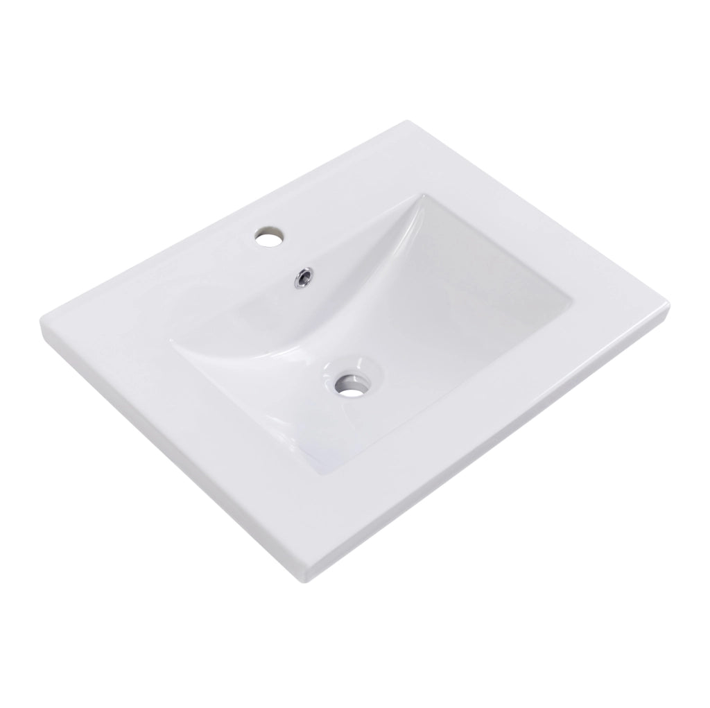 Mobile bagno con lavabo in ceramica; grigio e bianco